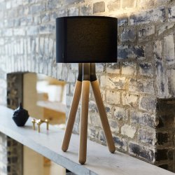 Paso Wood 25 Bordlampe Eg - Sort skrm - Dar