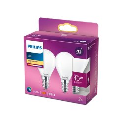 LED Kronepre E14 - 4,3W (40W) - 2-Pak - Philips 