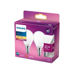 LED Kronepre E14 - 4,3W (40W) - 2-Pak - Philips 