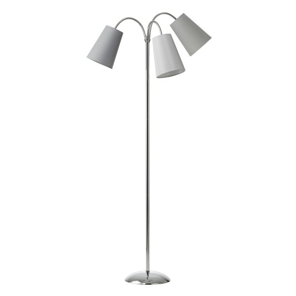 Salsa Gulvlampe - Krom inkl. Lysegrn/Mrkegr/Grngr skrm - Nielsen Light