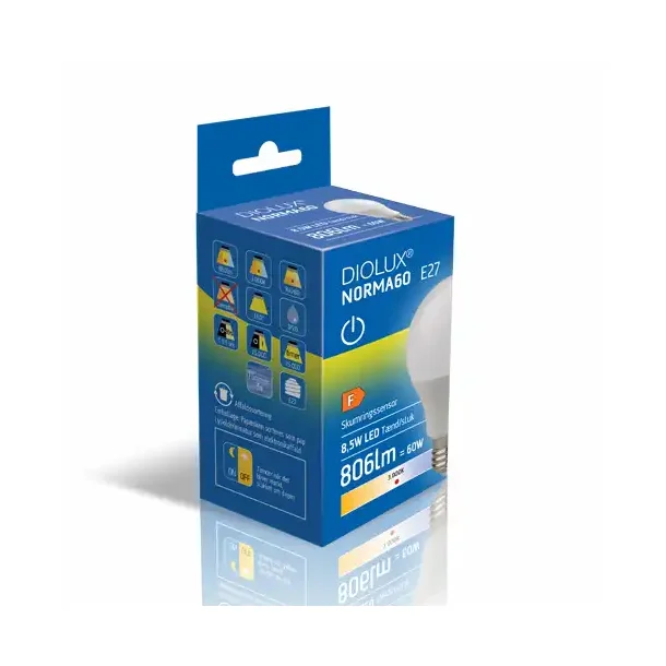 LED P�re 8,5W med Skumringssensor - Diolux 