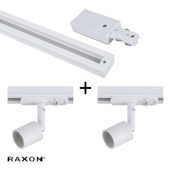 Spotskinne Sim - 1,2M - Hvid - inkl. 2 Spots - Raxon