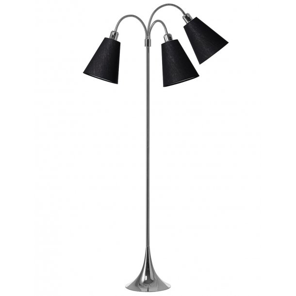 Trafik Gulvlampe - Krom - Sort/Sort/Sort - Nielsen Light