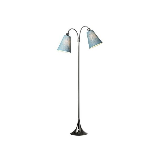 Fodgnger Gulvlampe - Sort Forkromet - Turkisbl - Nielsen Light